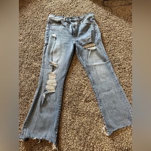 Cropped wide leg flare jeans